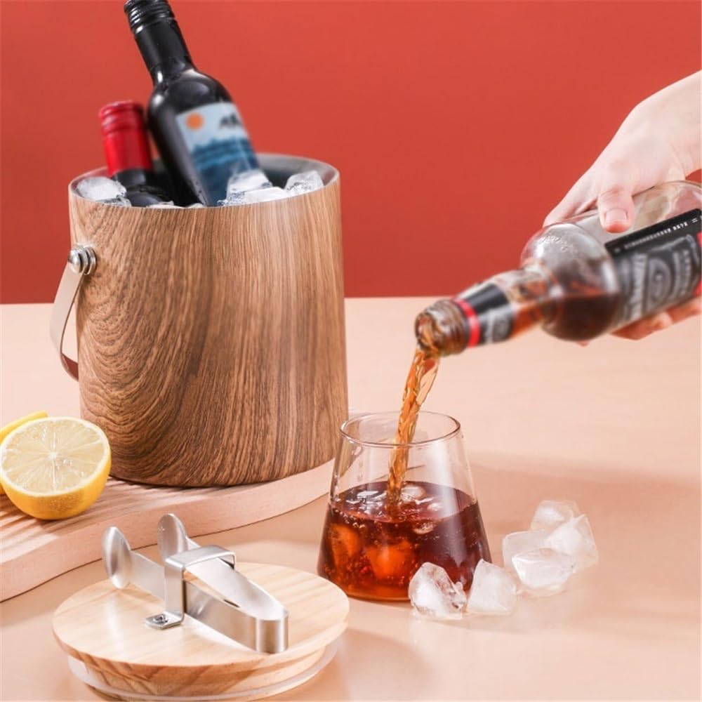 Vino Secchiello Ghiaccio in Acciaio Inossidabile Mantieni Fresco con Coperchio Champagne Commerciale per Le Feste(M)
