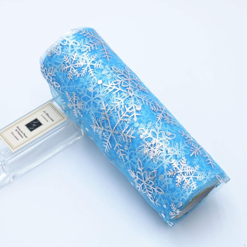 Healifty 10 Yards Christmas Tulle Ribbon Tulle Glitter Gauze Netting Rolls for DIY Craft Sewing Table Skirt Bow Tutu Xmas Party Decoration Blue - Image 3
