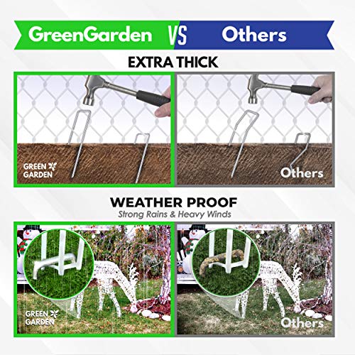 Green Garden 12 Inch [ 9 Guage ] Garden Landscape Staples Stakes Pins SOD | 50 Pack | Galvanized Steel | for Weed Barrier Fabric, Ground Cover, Soaker Hose, Lawn Drippers, Drip Irrigation Tubing - Thumbnail 2