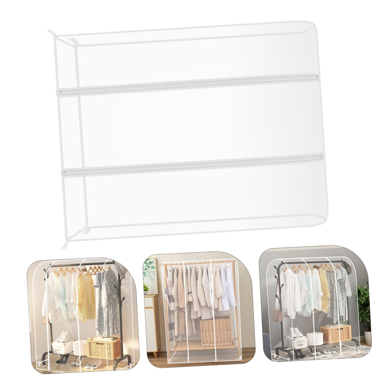 PartyKindom Funda Transparente Material Plástico Diseño Moderno y Minimalista Gran Capacidad con Cremallera Portátil para Ropa para Hogares y Hoteles