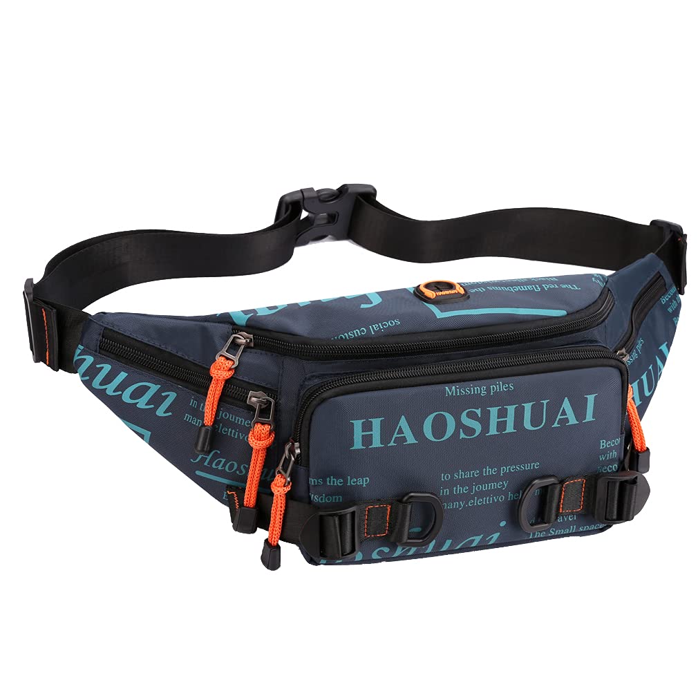 Hebetag Outdoor Waist Bag Nylon Fanny Pack for Men Women Travel Sports Hiking Running Hip Bum Belt Slim Cell Phone Purse Wallet Chest Pouch Navy