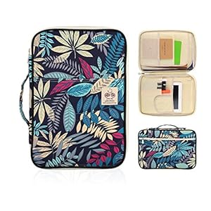 A4 Document Case – Multifunctionele Portfolio Reistas Houders Ritssluiting Bestanden Tickets Paspoort Organizer Messenger IPad Handtas Opslag voor Vakantie en Kantoor door YOUSHARES (Kleurrijke Blauw)