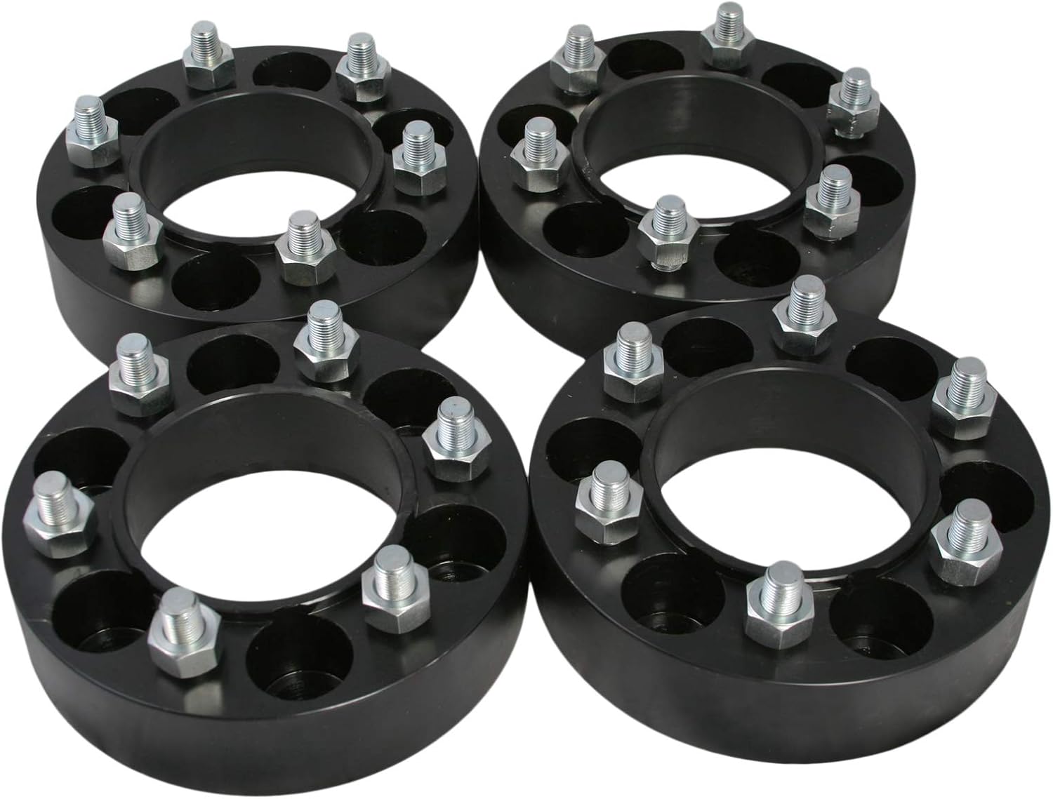 RockTrix 4pcs 1.5 inch - Skid Steer 6Lug Wheel Spacers Adapters - 6x6 Bolt Pattern - 9/16x18 Studs Nuts - Compatible with Gehl Mustang New Holland Bobcat Case John Deere Cat Terex