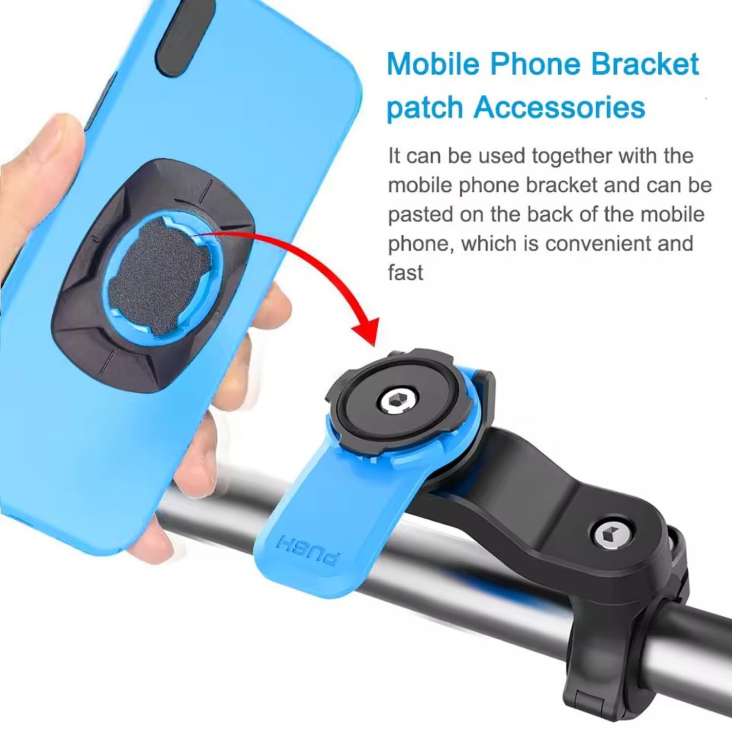 Uniwersalny Adapter do Uchwytu Motocyklowego i Rowerowego – Szybki Montaż Kompatybilny z Systemem Quad Lock – Samoprzylepny do Smartfona i Etui, Czarny