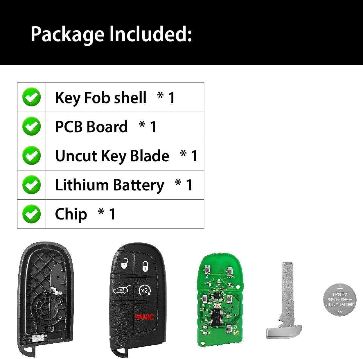 Car Key Fob Remote Keyless Entry Control M3N-40821302 433MHz 5 Button Replacement for 2017 2018 2019 2020 2021 Jeep Compass - 2 Pack