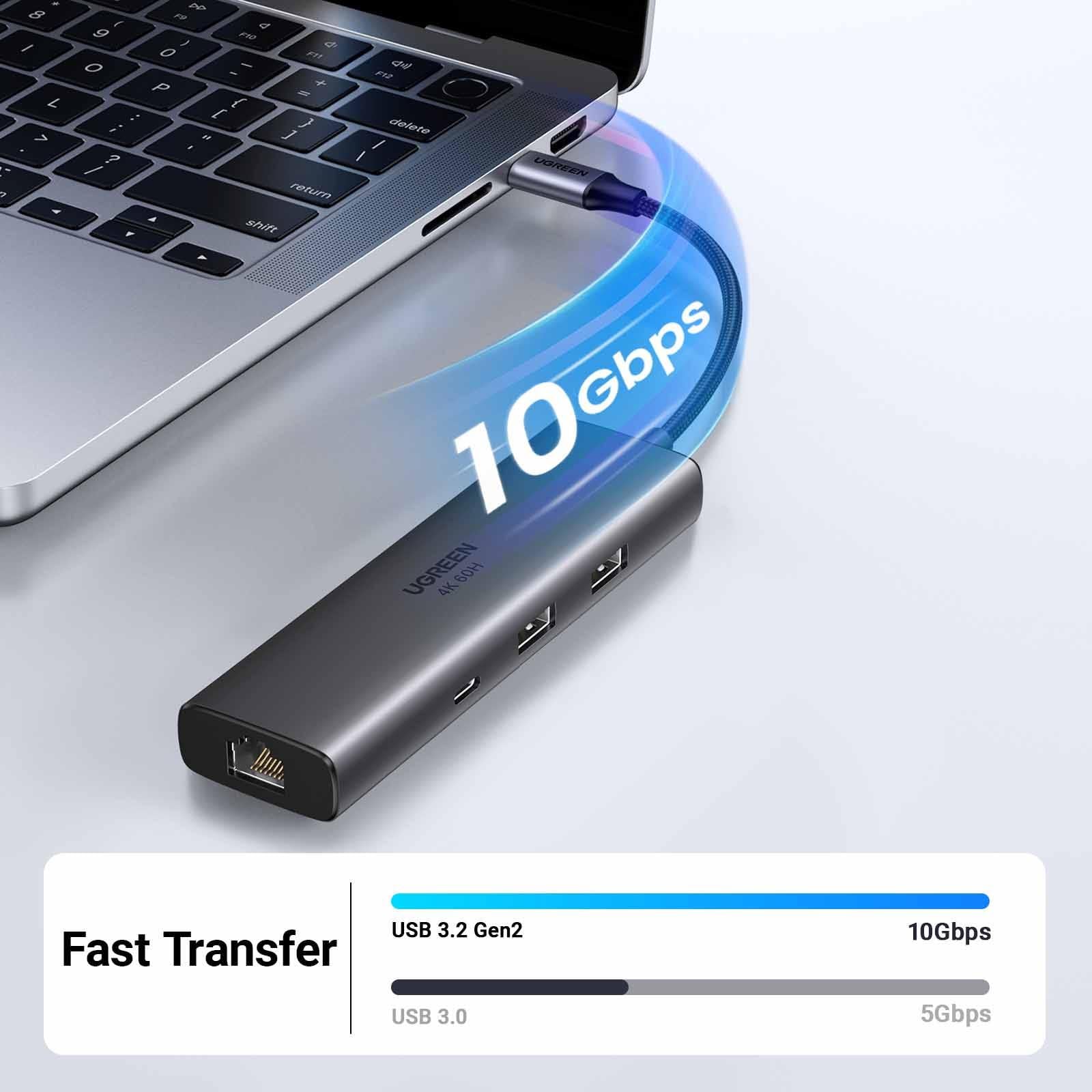 Autres accessoires informatiques Ugreen 6in1 USB C Hub Gris