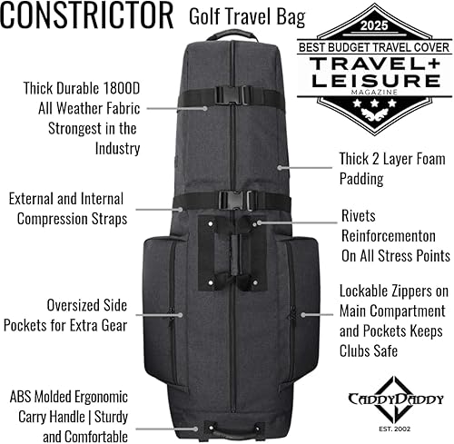 Miniatura 4 de CaddyDaddy Constrictor Funda para bolsa de viaje de golf de lados suaves con espuma gruesa y densa acolchada en la parte superior, cobertura