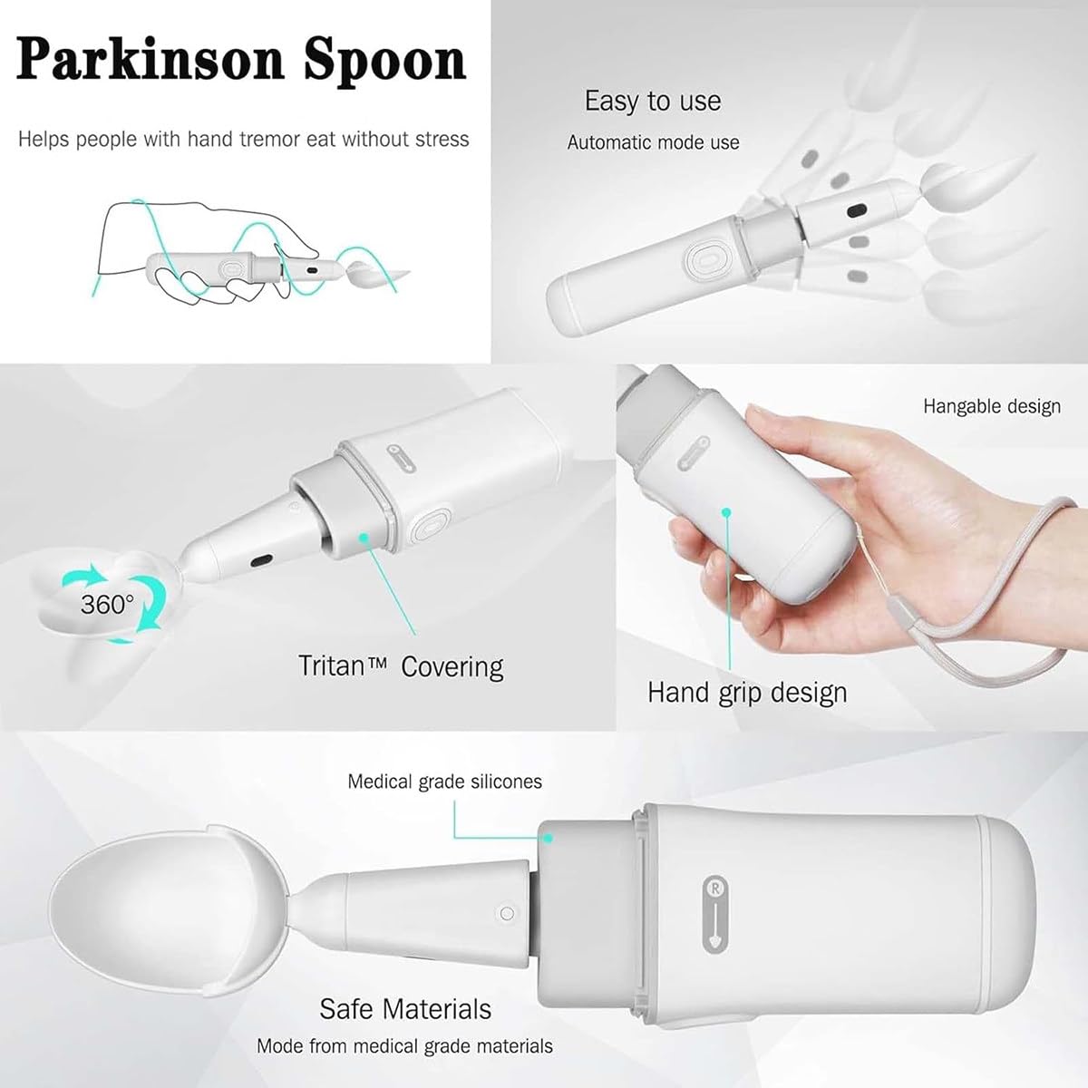 Cuchara para Parkinson para Temblores de Manos, Cubiertos para Ayudar con La Artritis, Utensilio Adaptable para Temblores de Manos y Enfermedad de Parkinson