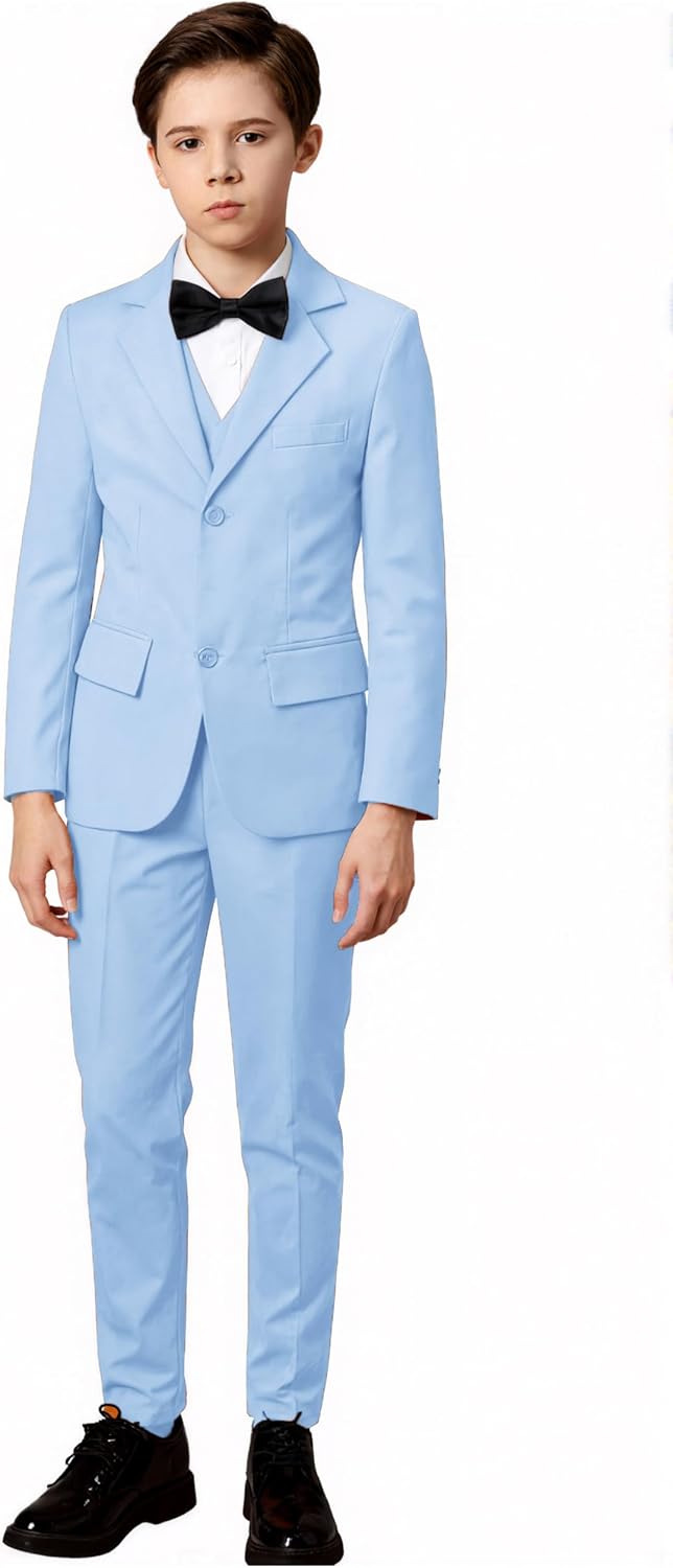 Yanlu Toddler Suits Slim Fit Suit for Boys,Formal Tuxedo Ring Bearer Outfit Kids Dress Clothes for Wedding,Adjustable Waist - Image 2