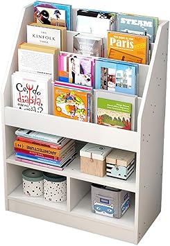 Amazon Co Jp Iimono117 絵本棚 絵本ラックおもちゃ収納 幅60 奥行30 高さ100cm 子ども用シェルフ 収納棚 本箱 収納ボックス 大容量 入学 入園 出産祝い プレゼント 学用品 収納 子供用 木製 おしゃれ かわいい ホワイト ホーム キッチン