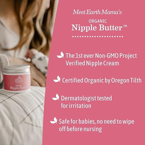 Miniatura 5 de Earth Mama Organic Nipple Butter™ Nipple Cream Safe for Breastfeeding Postpartum Essentials for Nursing Non Lanolin Nipple Cream, 2 fl oz