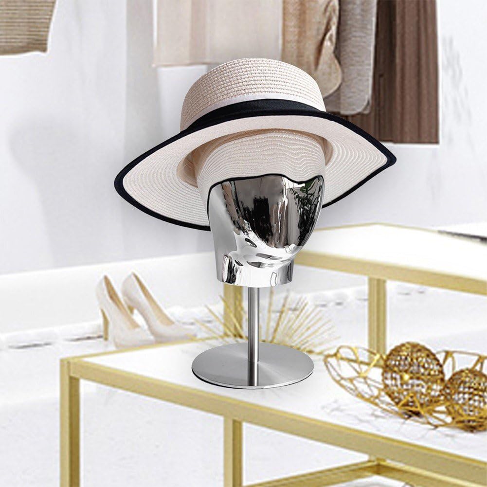 Support De Tête De Perruque en Métal, Support De Tête De Mannequin, Présentoir De Chapeau, Modèle De Tête De Mannequin Autoportant, Support De Chapeau pour Magasin, Centre Commercial, Salon