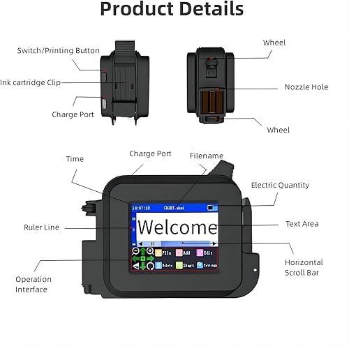 Miniatura 3 de Algasan Impresora portátil de 0.500 in/0,5 pulgadas, barra de fecha de caducidad manual, código QR, número de lote, impresora, mini impresora de