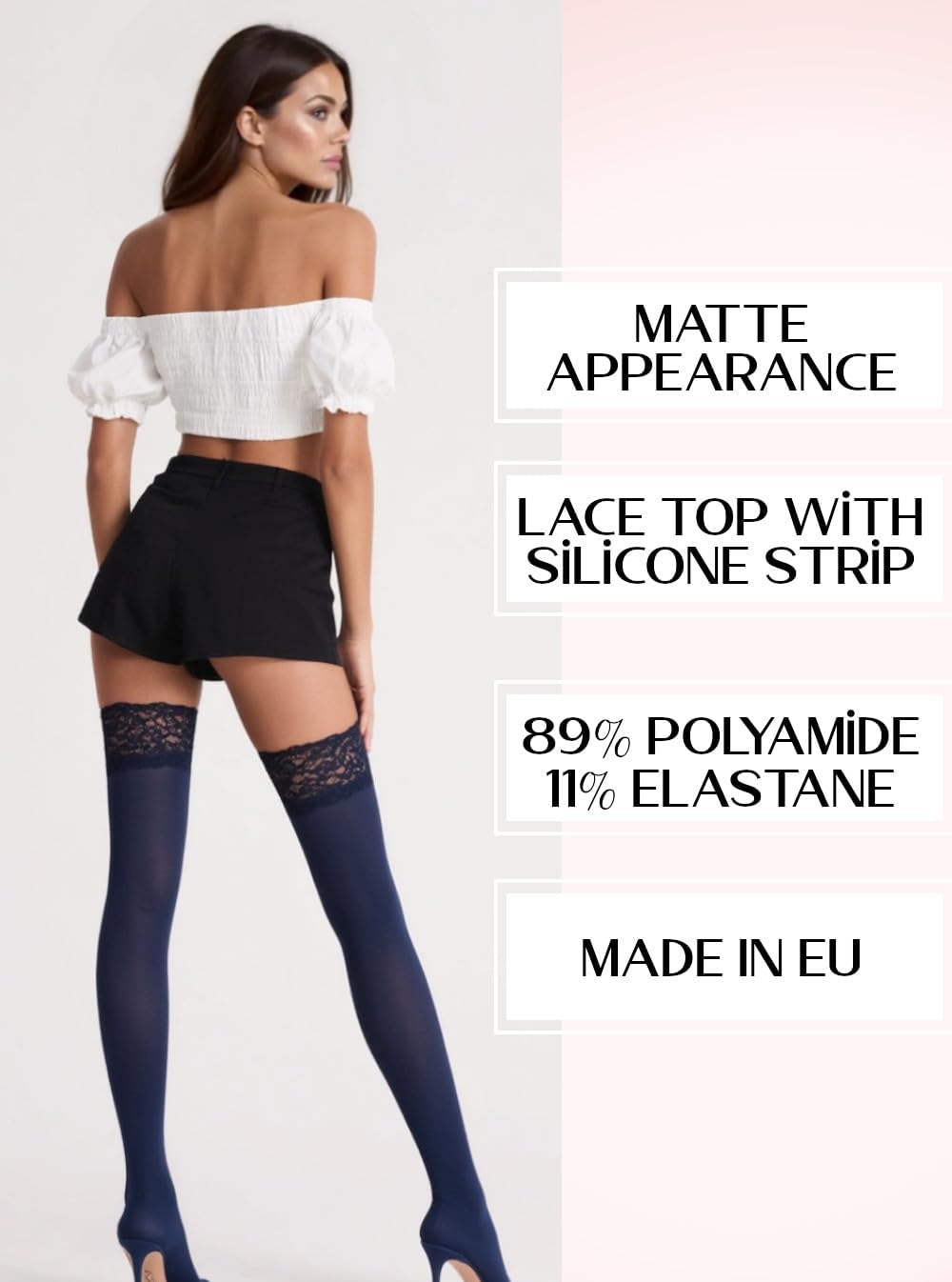 Mila Marutti Opaque Thigh High Stockings - Elegant Thigh High Tights for Women - Image 4