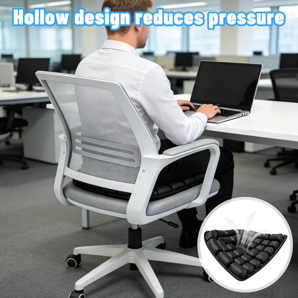 Cojín inflable antiescaras, cojín ergonómico con células de aire 3D para alivio del coxis, cómodo y transpirable para silla de oficina, asiento de coche, silla de ruedas (45 x 40 cm)