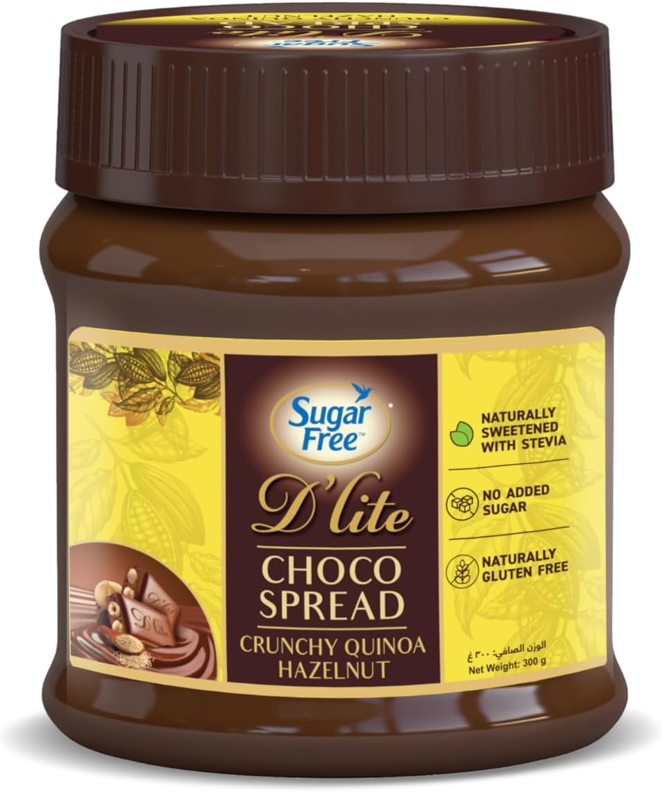 D’lite Hazelnut Crunchy Spread | No Added Sugar | Naturally Sweetened with Stevia | Guilt Free Indulgence | 300g
