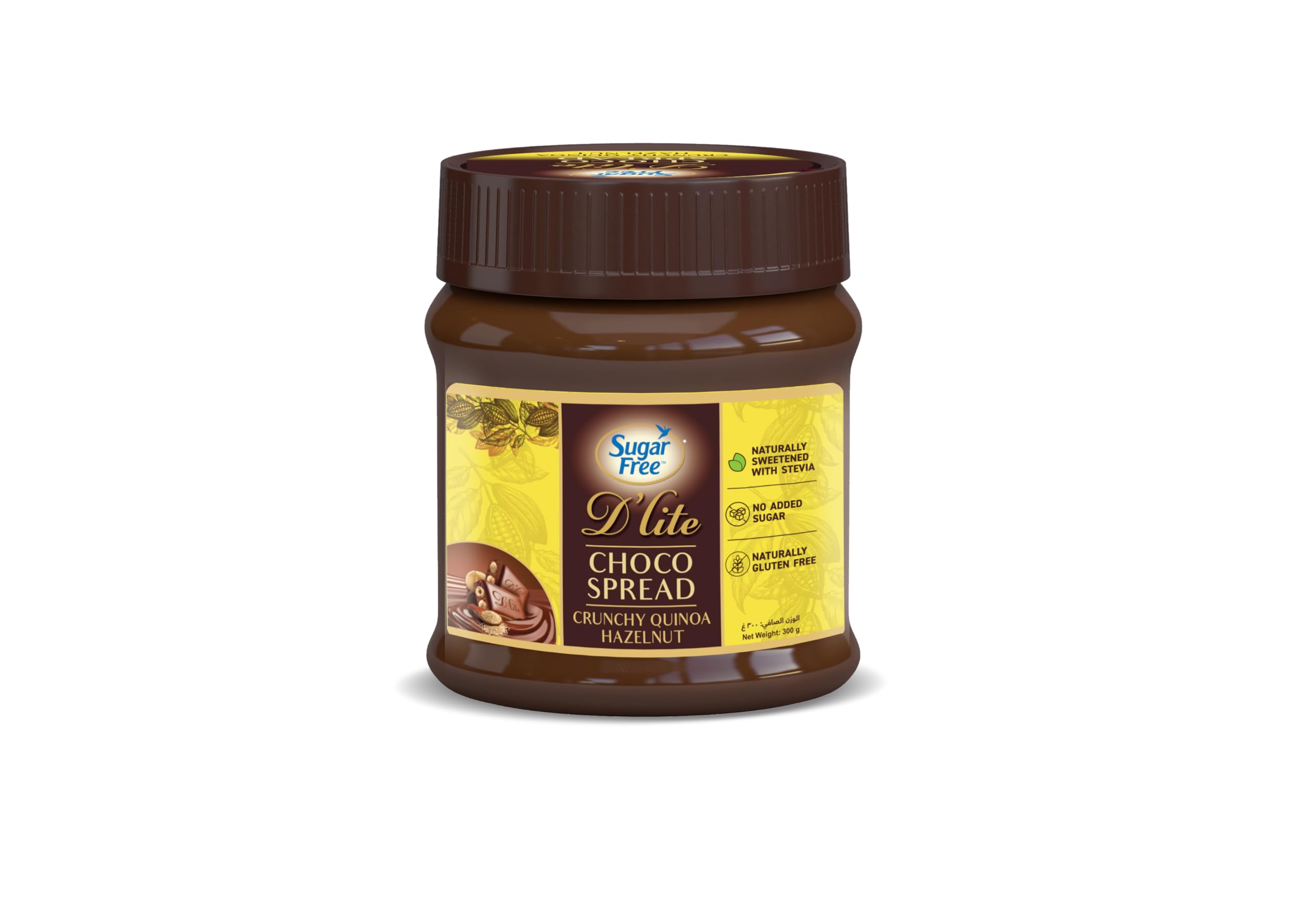Sugar Free D’lite Hazelnut Crunchy Spread | No Added Sugar | Naturally Sweetened with Stevia | Guilt Free Indulgence | 300g