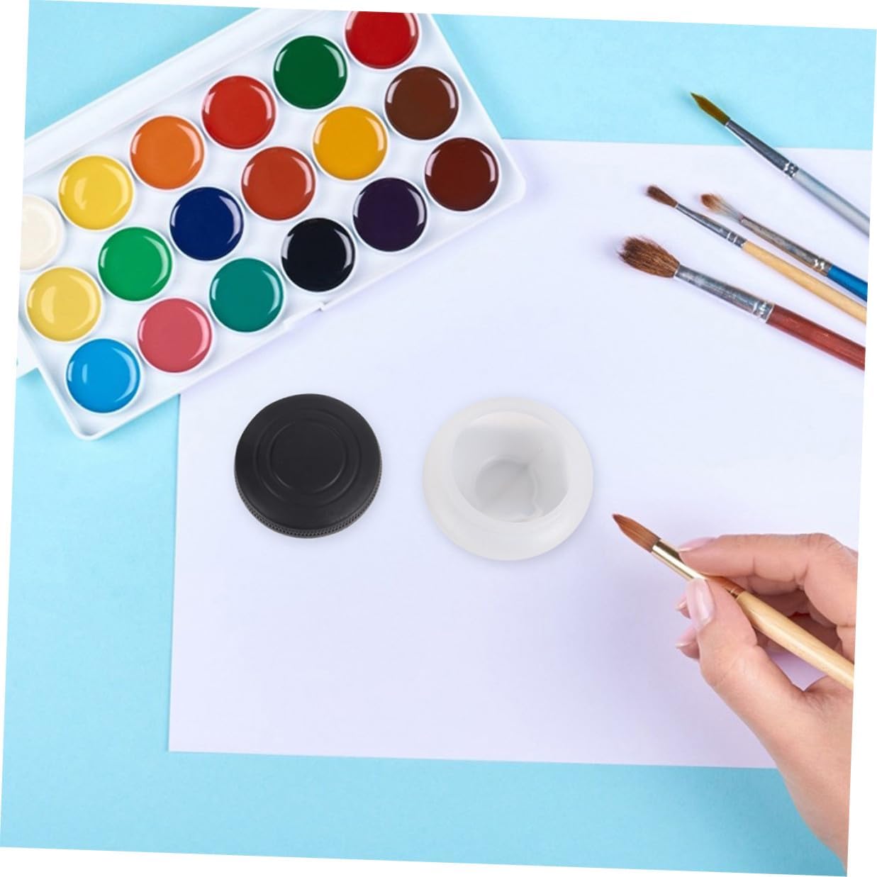 6pcs Plastic Oil Paint Palette Cups Featuring Tight-Fitting Lids for Mixing Pigments and Cleaning Brushes Portable Artist Palette Containers for Oil Painting and Watercolor