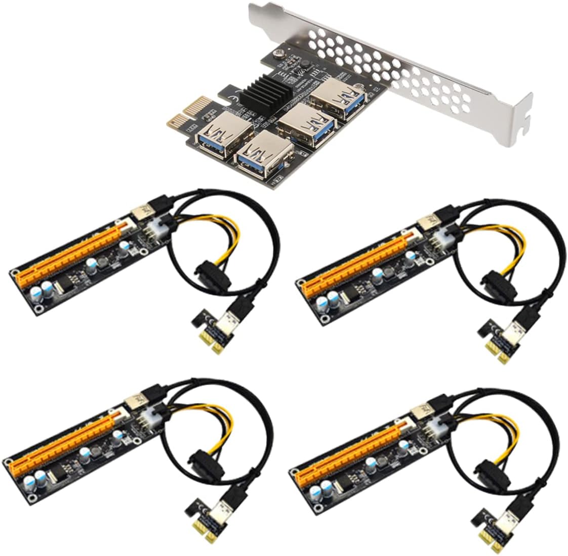 Gatuida Pci E Riser Extension Card with Port USB Pci Express Adapter Plated Connector Stable Data Transfer for Mining Computers and Desktop Expansion