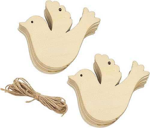 Paquete de 32 adornos colgantes de madera de paloma de la paz sin terminar de madera, paloma de la paz, pájaro, bricolaje, paloma, pájaro,