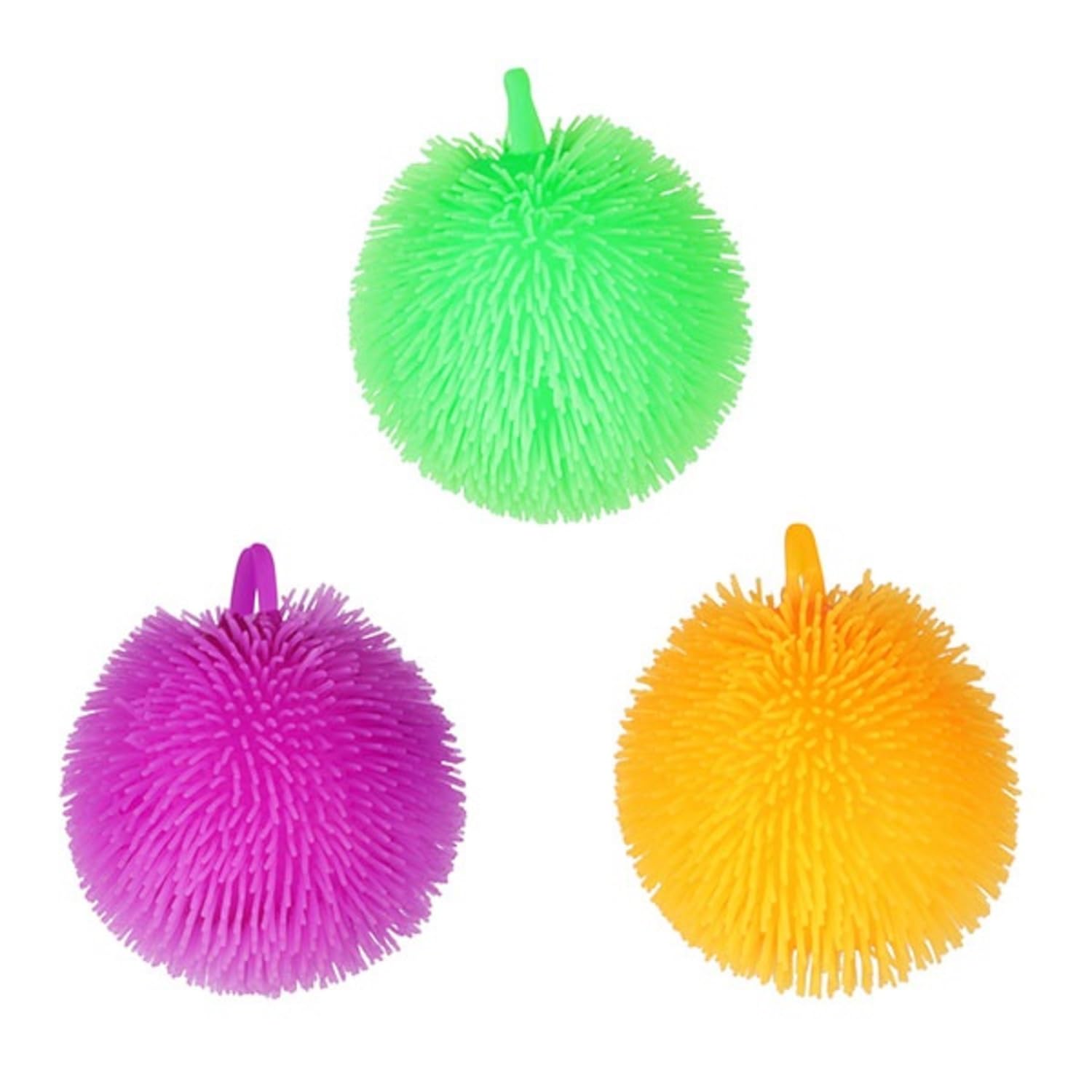 8CM Colourful Neon Squeeze Puffer Ball Squishy Sensory Stimulation Gel Soft Balls Fidget Toy for Kids and Adults Hand Therapy Stress Relief Exercise Grip Strengthening Calming Tool Pack of 3