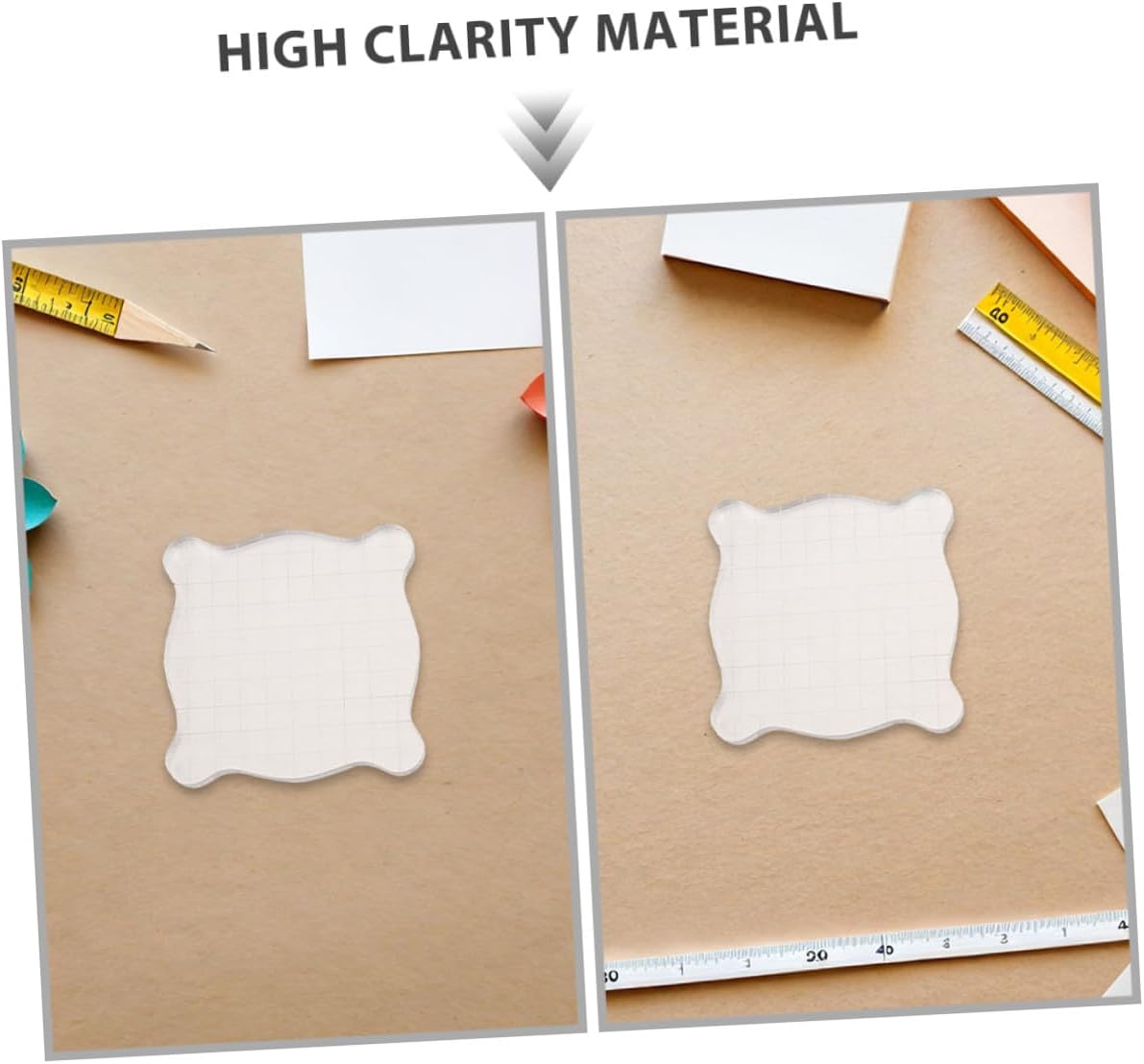 4pcs Acrylic Stamp Blocks for Crafting and Scrapbooking with Grid Lines, 7.5x7.5cm Stamp Blocks Set for Card Making and Journaling