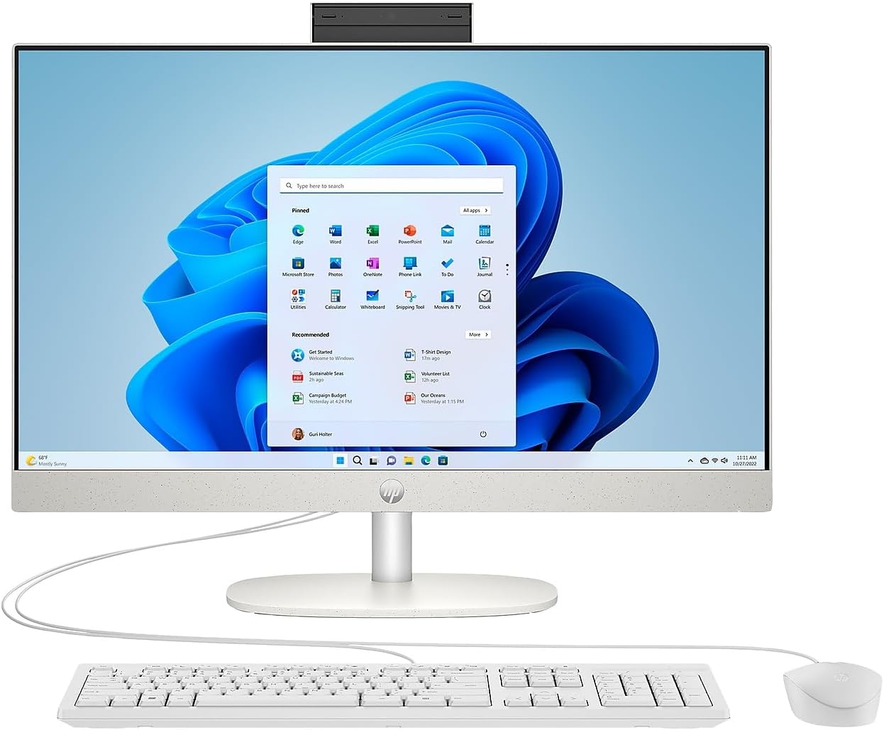 HP 24-cr0026 23.8-inch All-in-One Desktop Computer, Intel Core i3-N300, 8GB Memory, 256GB SSD (9W2H5AA#ABA)