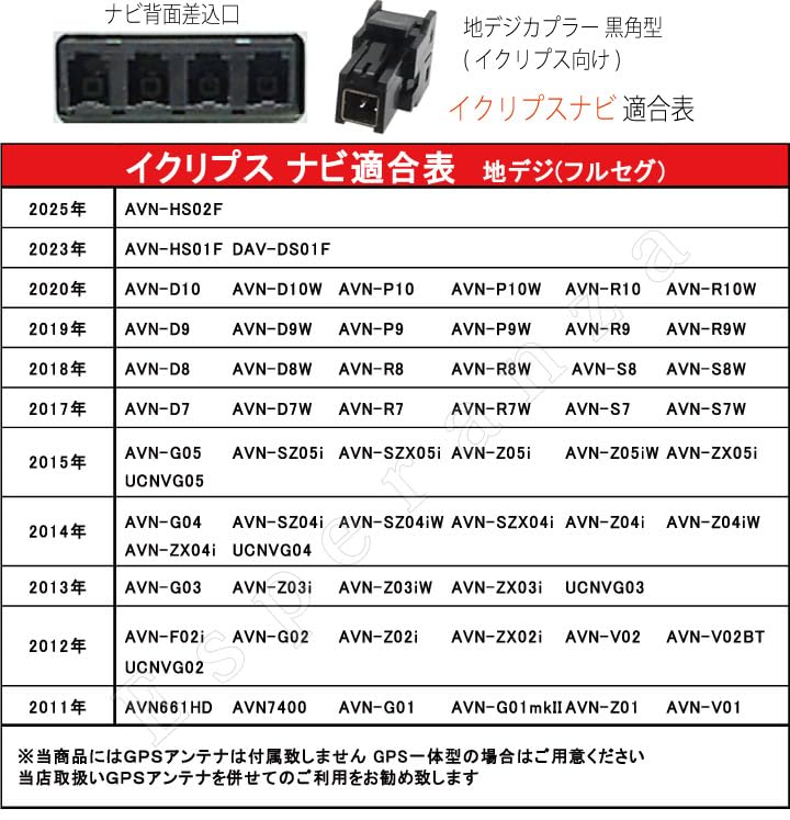 【Esperanza】'13年イクリプスナビ対応地デジアンテナフルセットVR-1 AVN-G03 AVN-Z03i AVN-Z03i
