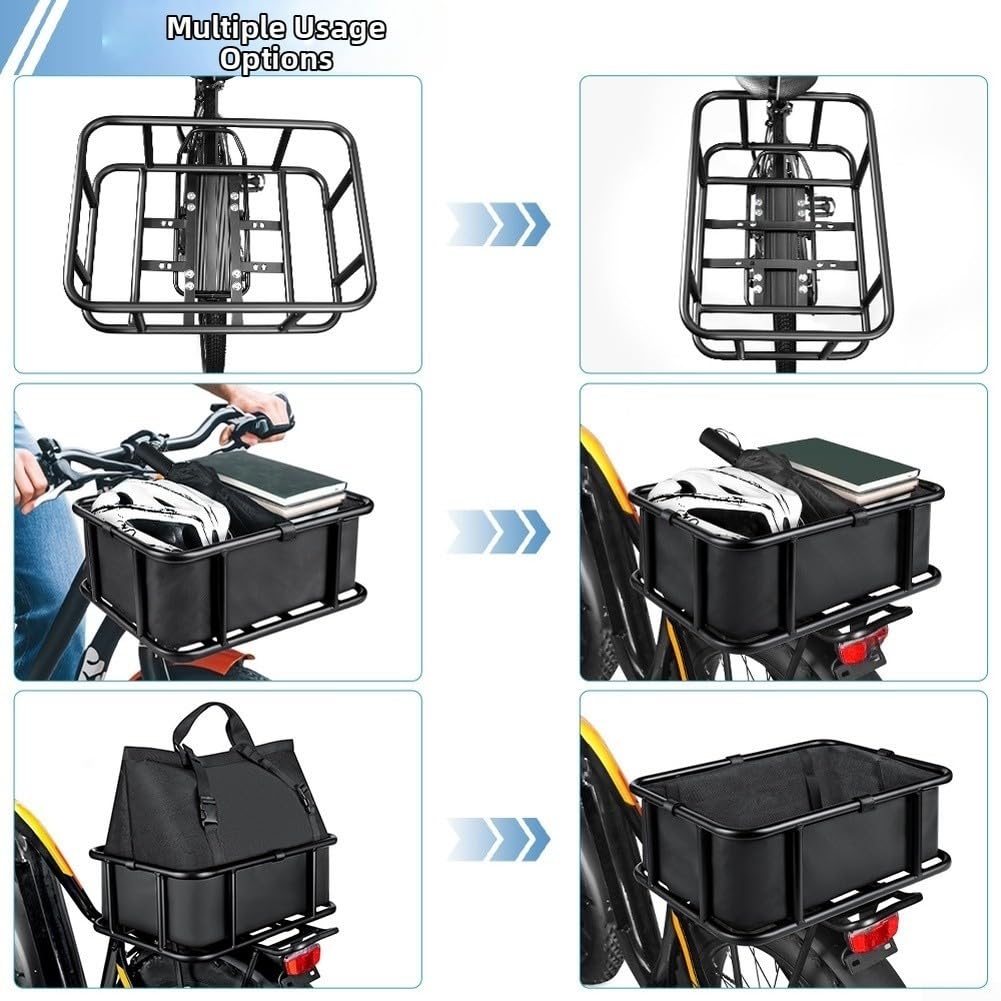 Cestino staccabile di grande capacità, anteriore e posteriore per portabici con borsa da viaggio isolata per animali domestici, contenitore impermeabile per la spesa, design portatile rimovibile
