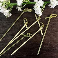Vista 2 de Gmark Pinchos de nudo de bambú de 6" 200 ct, puntas torcidas de bambú púas de cóctel GM1030