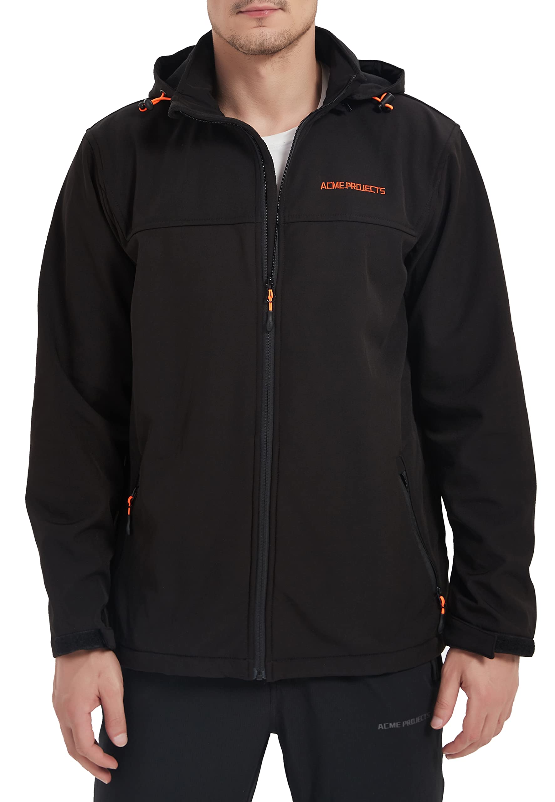 Acme Projects Veste Softshell doublée Polaire pour Homme avec Capuche Amovible, imperméable, Respirante, 8000 mm / 5000 g, Fermeture éclair YKK