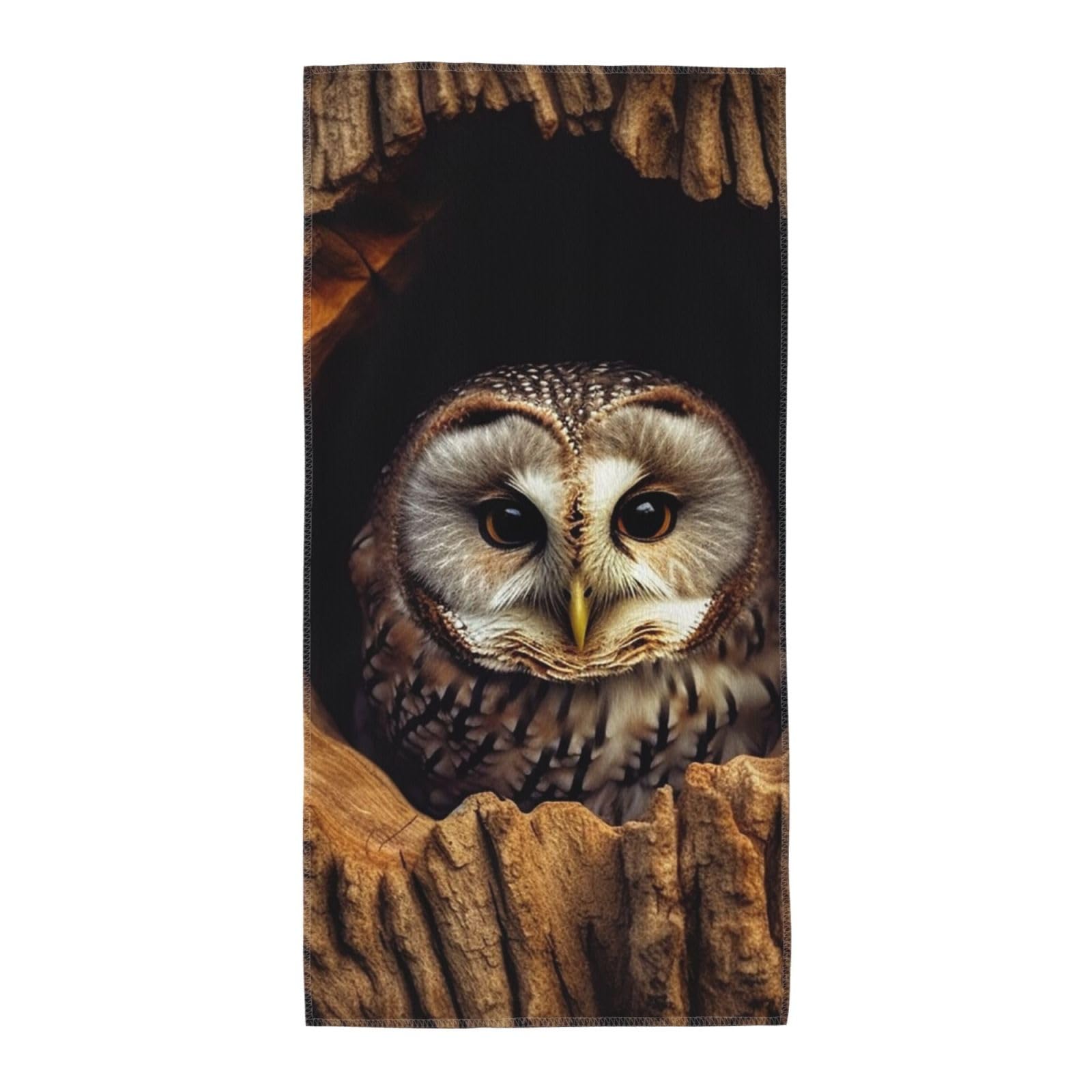 FekiLoot Absorbent Hand Towels 13.8"X27.5" Decorative Bathroom Towel Soft Microfiber Face Towel Owl Tree Hole Dish Kitchen Towels for Bathroom Kitchen Hotel Spa Bath Towels