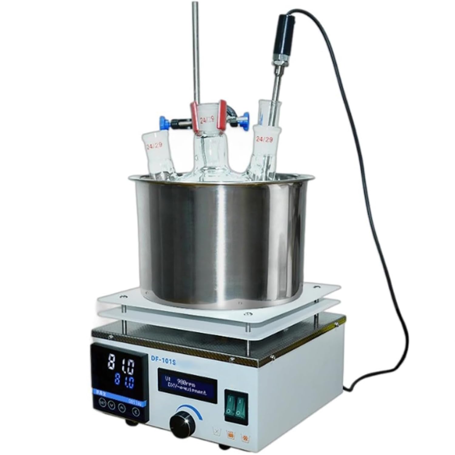 Agitador magnético, Mezclador magnético, agitador magnético con calefacción - Baño de Agua y Aceite Digital de 3 L con Control de Temperatura de 5 a 300 ℃ y Ajuste de Velocidad de 2450 RPM p