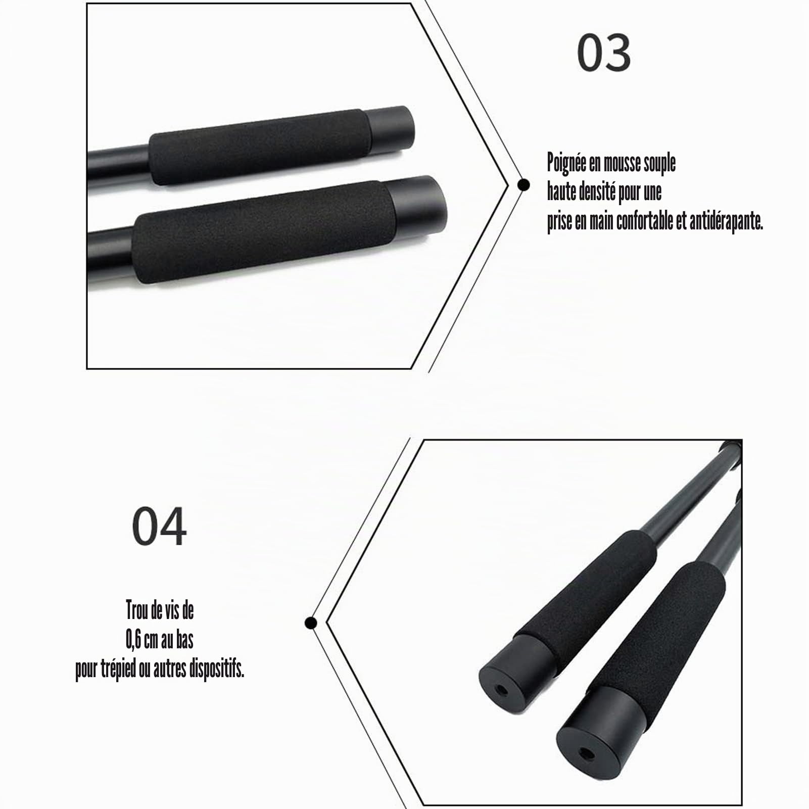 Perche de Micro Portable, Bras de Micro Extensible à 4 5 Sections avec Poignée en Mousse et Filetage 1/4", Support de Micro Télescopique Réglable pour Microphones de Téléphone Appareil Photo(5)