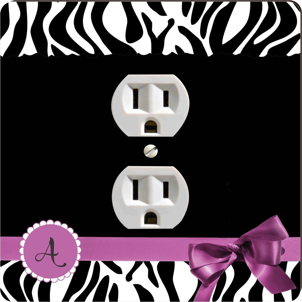 Plaque de sortie motif lettre A violet zèbre Outlet 41567