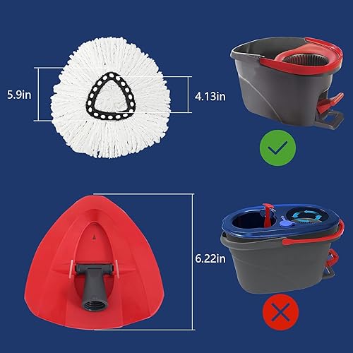 Miniatura 2 de Paquete de 4 cabezales de repuesto para trapeador giratorio con 1 base de trapeador compatible con Ocedar 1 tanque y cubo, reemplazo de cabezal de