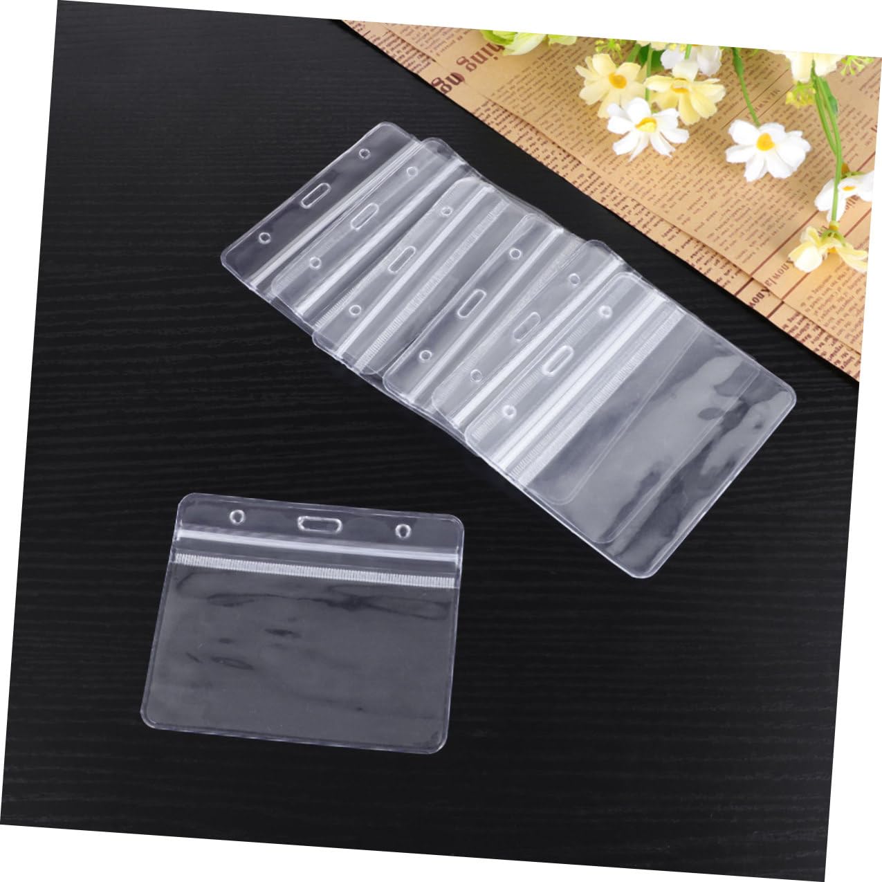 Porta Badge in Pvc Trasparente 100 Pezzi, Protezione Resistente e Facile da Usare, per Ufficio e Casa