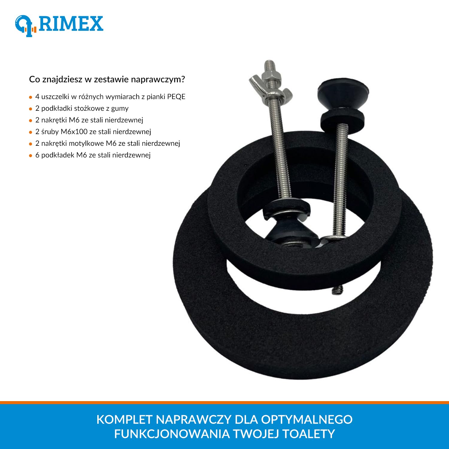 Rimex Zawór Spustowy Spłuczki Toalety 107 mm Zawór Do Spłuczki WC Z Funkcją Stopu Z Zestawem Naprawczym Do Spłuczki Toalety Z Uszczelkami Śrubami