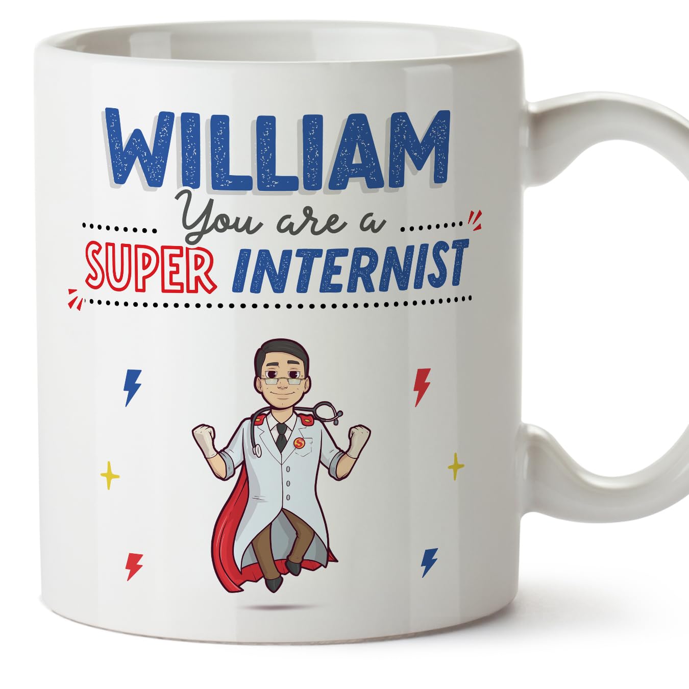 MUGFFINS Personalised Mug for Internist Man - in English - You are Super! - Funny Custom Gift for Colleagues - Ceramic 11oz Mug