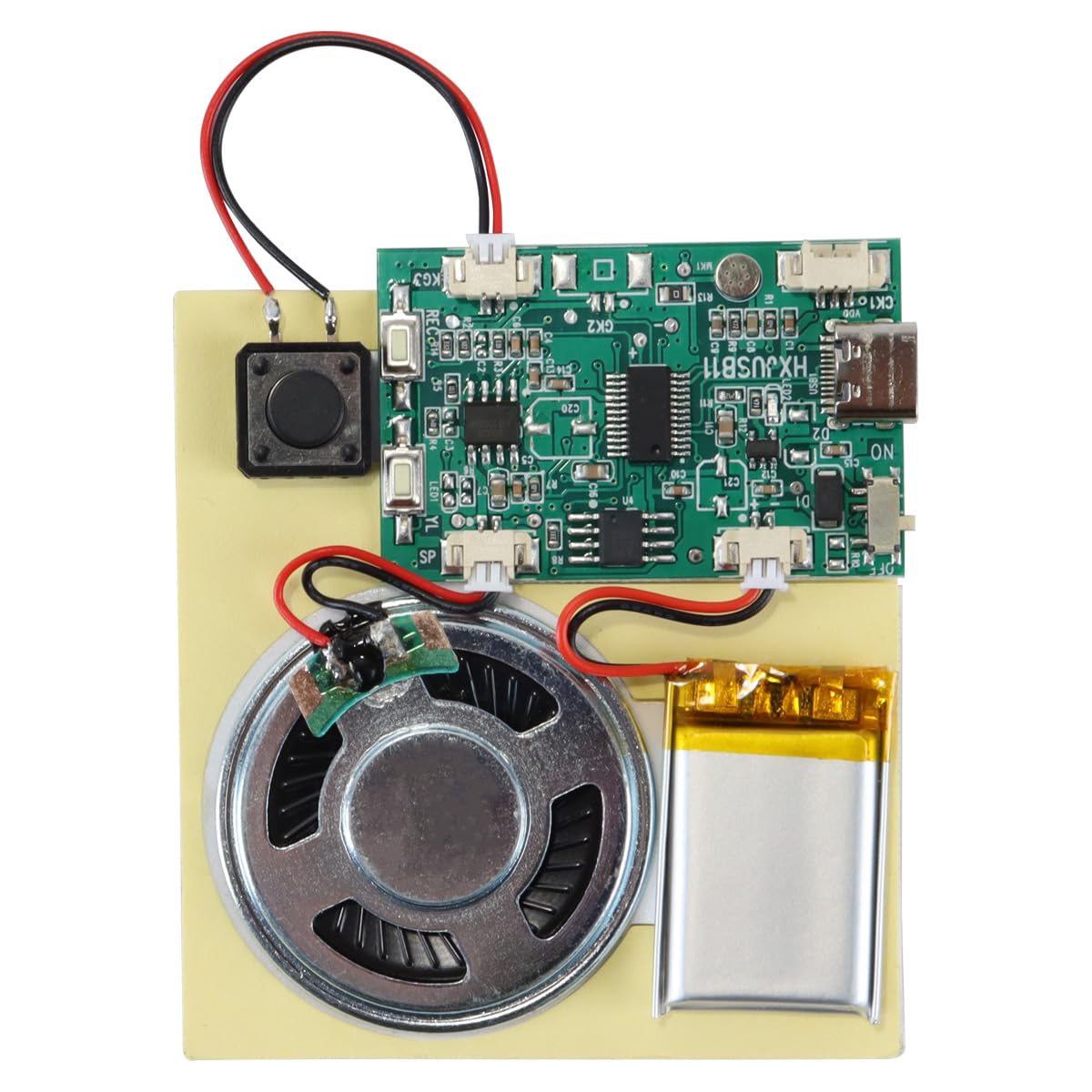Alide Módulo de sonido USB, módulo de grabación de voz y música con altavoz, cable USB MP3, batería recargable, altavoz superior para tarjetas DIY y regalos.