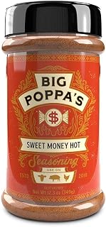 Big Poppa's Sweet Money Hot Seasoning — Irresistible Sweet & Spicy Blend with Jalapeno Powder — Gluten-Free Spice Mix — Dry Rubs for Smoking and Grilling with Honey BBQ (12.3 Oz)