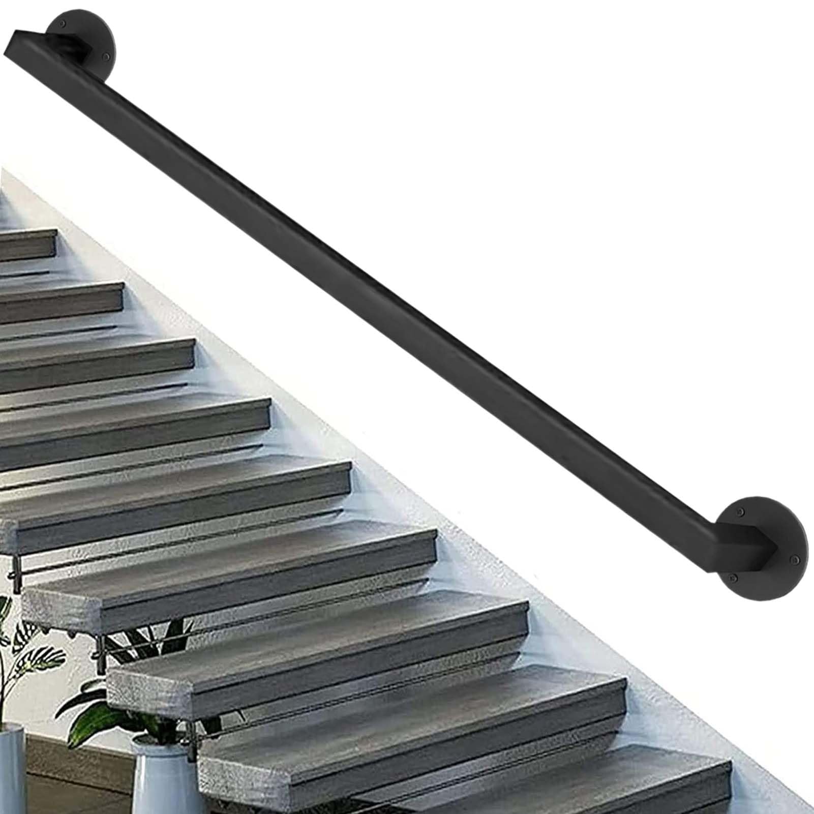 Yopappol Black Metal Heavy Duty Hand Rails for Stairs, 1m 1.5m 2m 2.5m 3m 3.5m 4m 5m 6m Wall Mounted Staircase Handrail Non-Slip Stair Railings for Home Garden Corridor Lofts(16.4ft/500cm)