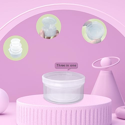 Miniatura 3 de Zfyoung 30 tarros cosméticos de plástico 5100.7 fl oz estuche transparente con tapas a presión portátiles, almacenamiento de viaje muestras