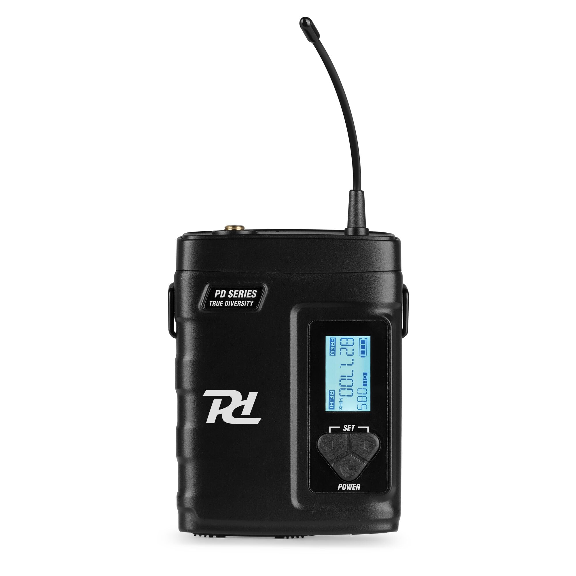 Power Dynamics D220B - Sistema Dual de micrófonos inalámbricos, True Diversity, UHF 823-832 MHz, Doble micrófono bodypack con Solapa y Diadema, 80 Canales, Salidas XLR y Jack 6,3 mm, Estuche Incluido