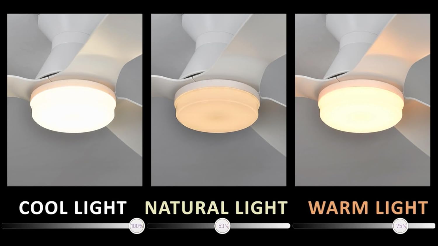 SMAAIR White Ceiling Fans with Lights and Remote, 52 Inch Flush Mount Modern Ceiling Fan with Lights, Quiet DC Motor, 10 Speed Adjustable, Indoor 3 Blade Ceiling Fan for Indoor Bedroom Living Room