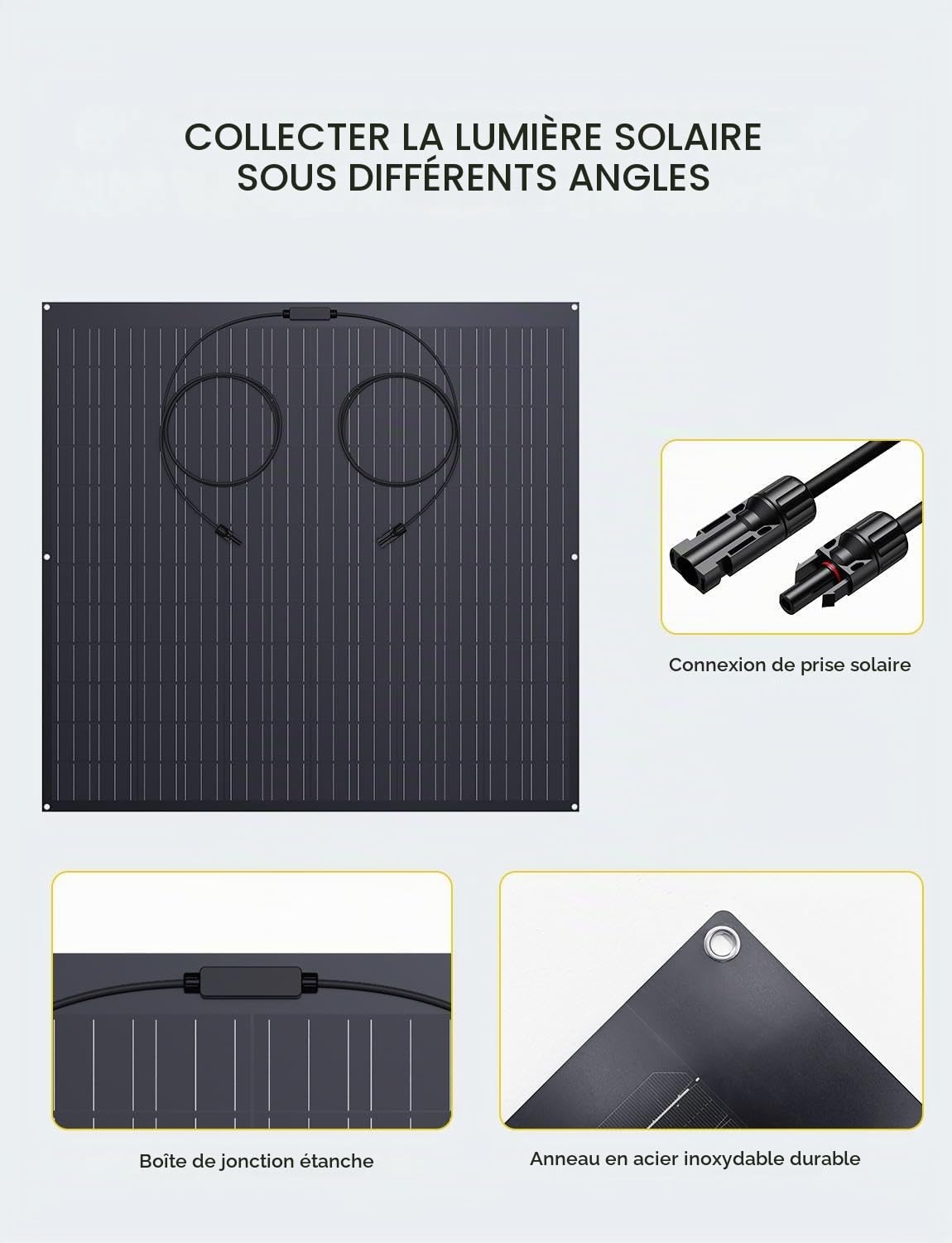 Système Solaire pour Balcon 480W, 2 Panneaux Flexibles 240W, Rendement 18%, Kit Prêt à l'Emploi