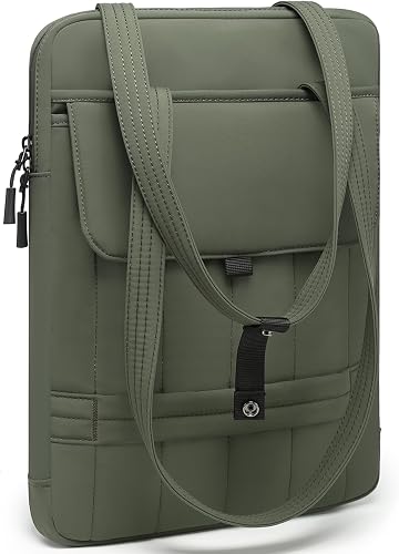 HYZUO 13.3-14 Inch Puffy Laptop Case Sleeve Padded Handbag, Midnight Green