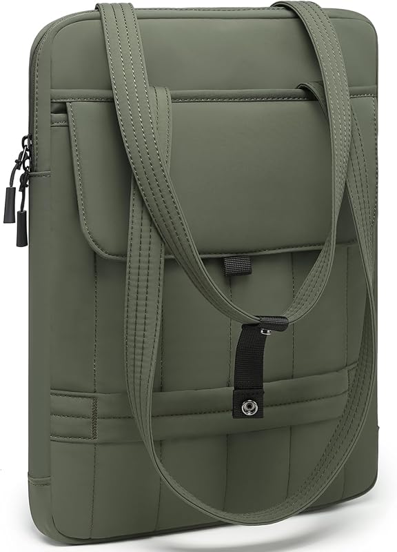 13.3-14 Inch Puffy Laptop Case Sleeve Padded Handbag, Midnight Green | for 13"-14" MacBook Pro/Air, 13" 13.3" Dell/HP/Lenovo/Asus/Acer Notebook Chromebook, Women Slim Shoulder Bags Work Daily Bag