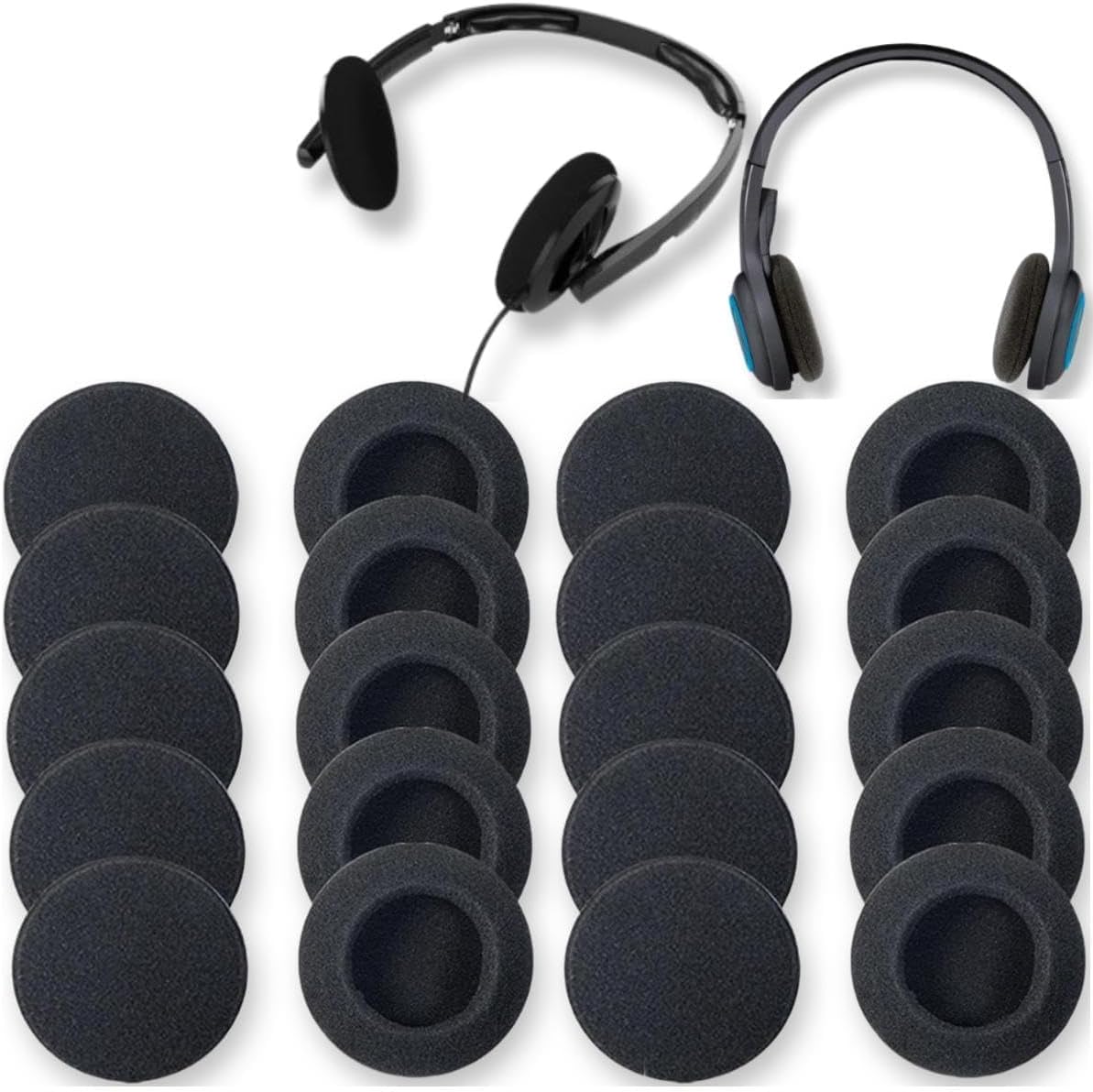Ear Cushions Foam Replacement for Plantronics Headphones Most Standard Size Office Telephone Headsets H251 H251N H261 H261N H351 H351N H361 H361N Headset Disposable Covers, Black (20Pcs) (20)