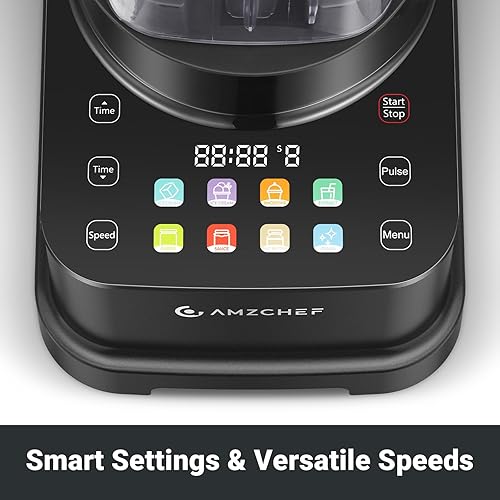 Miniatura 4 de AMZCHEF Licuadora profesional 8 en 1, licuadora comercial de 2000 W para cocina con temporizador, innovador panel táctil LED con 8 programas